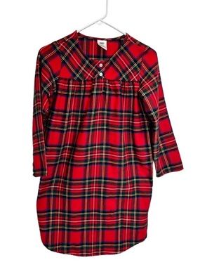 Lands End Red Plaid Nightgown Kids Size 10 Flannel Pajamas